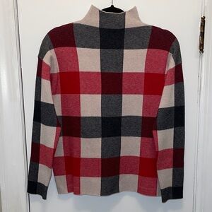 Tahari Plaid Turtleneck Sweater Small